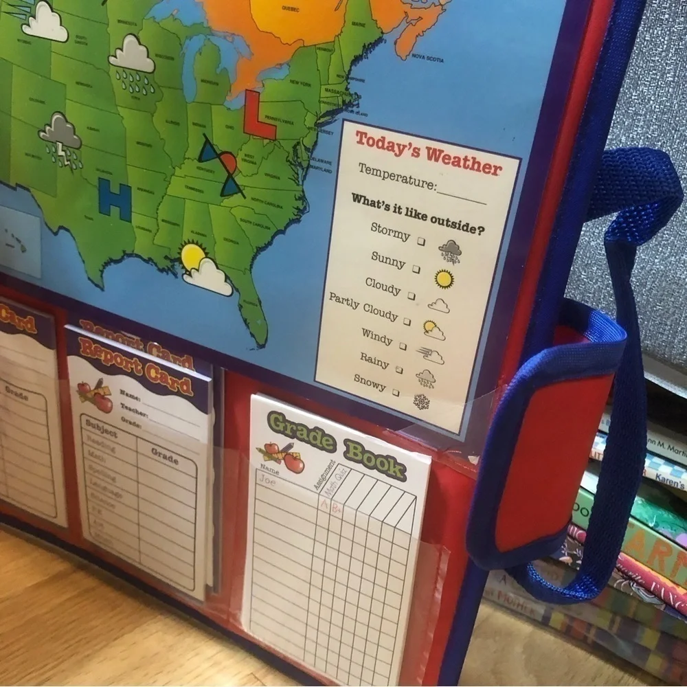 Learning Resources Pretend to Play School Set Map Folding Travel Report Card
